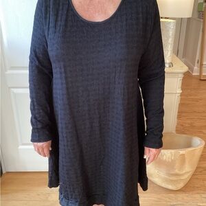 Banana Blue black Textured Long Sleeve Dress